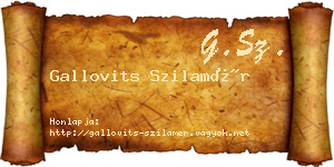 Gallovits Szilamér névjegykártya